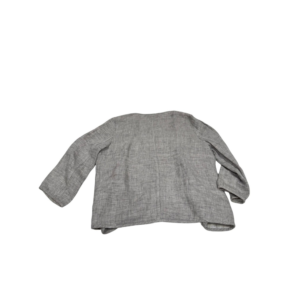 Eileen Fisher Grey Linen Blend Open Front Cardigan Jacket Small Pockets - Picture 3 of 10